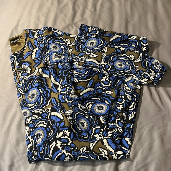 Express Womens Blue Pop Floral Culottes Jumpsuit Mid Calf Long Sleeve - Picture 15 of 16